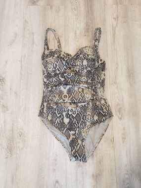 Neutral Snake-Print One-Piece Swimsuit